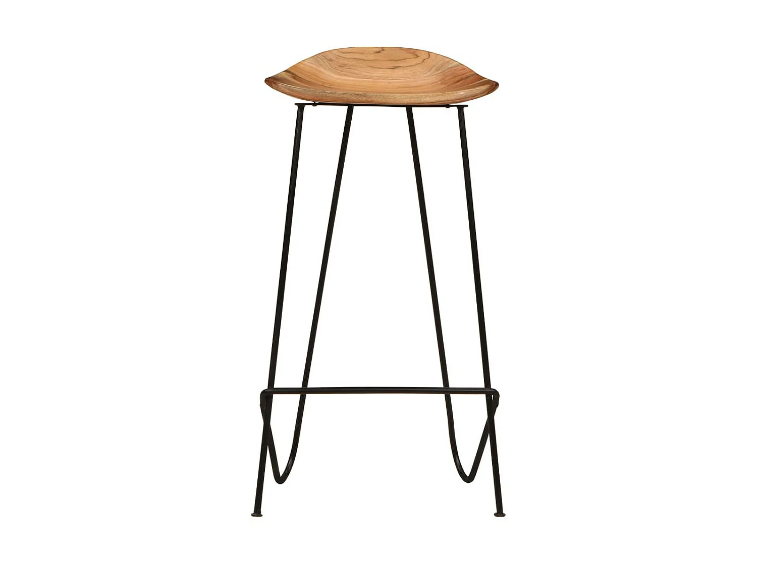 Tabouret bois d'acacia et acier noir Vagas - Lot de 2