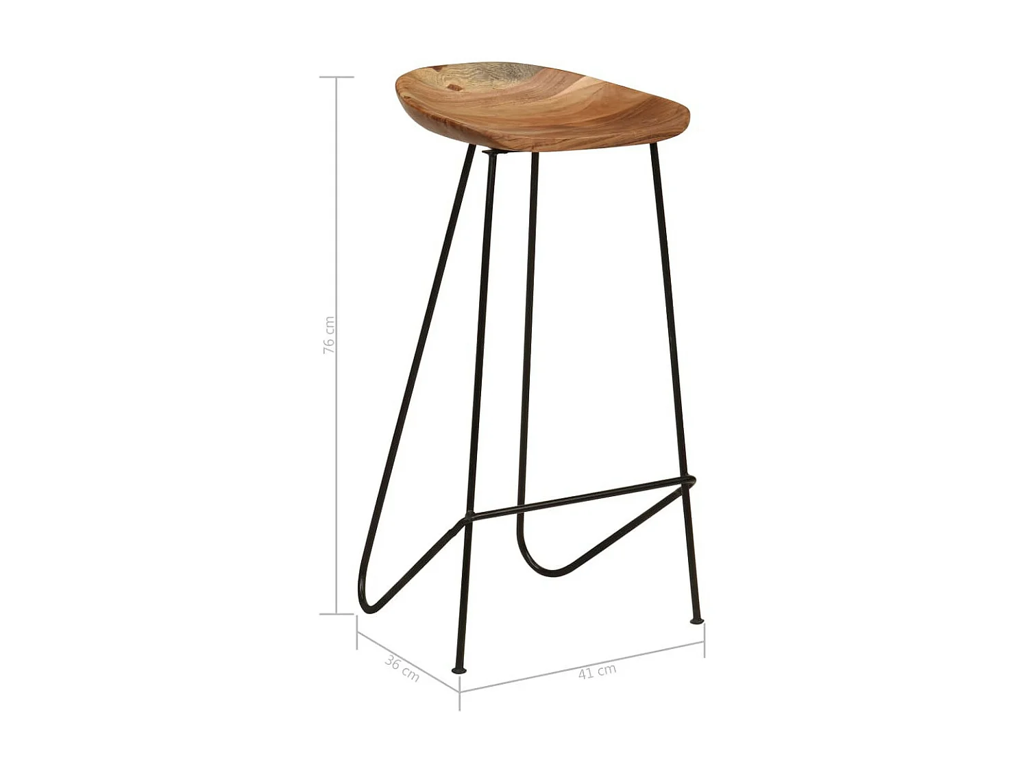 Tabouret bois d'acacia et acier noir Vagas - Lot de 2