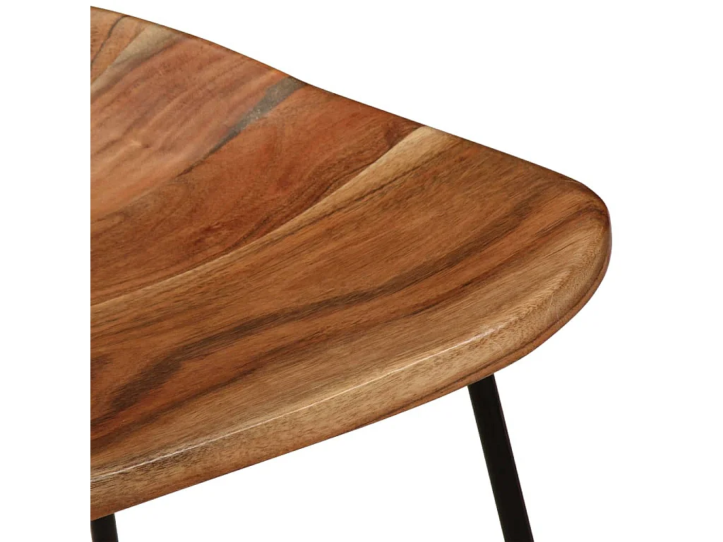 Tabouret bois d'acacia et acier noir Vagas - Lot de 2