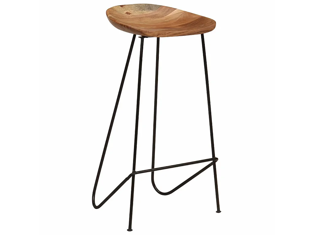 Tabouret bois d'acacia et acier noir Vagas - Lot de 2