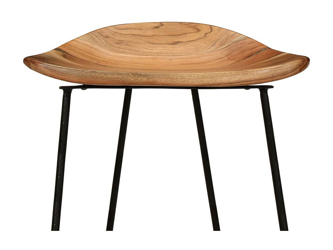 Tabouret bois d'acacia et acier noir Vagas - Lot de 2