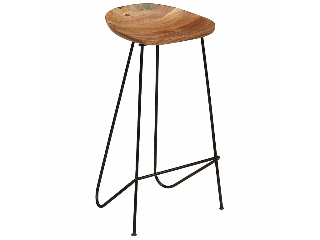 Tabouret bois d'acacia et acier noir Vagas - Lot de 2