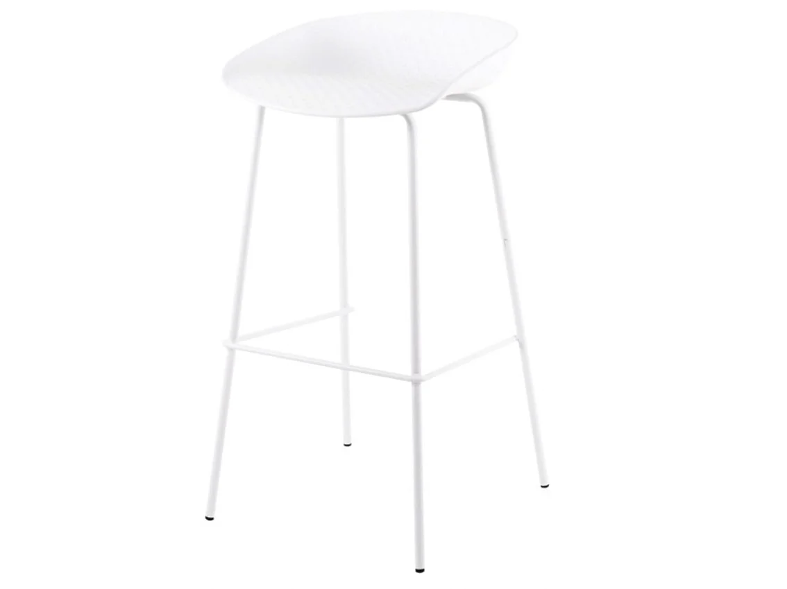 Tabouret métal et assise polypropylène Kala-Couleur Blanc-Hauteur d'assise 74 cm