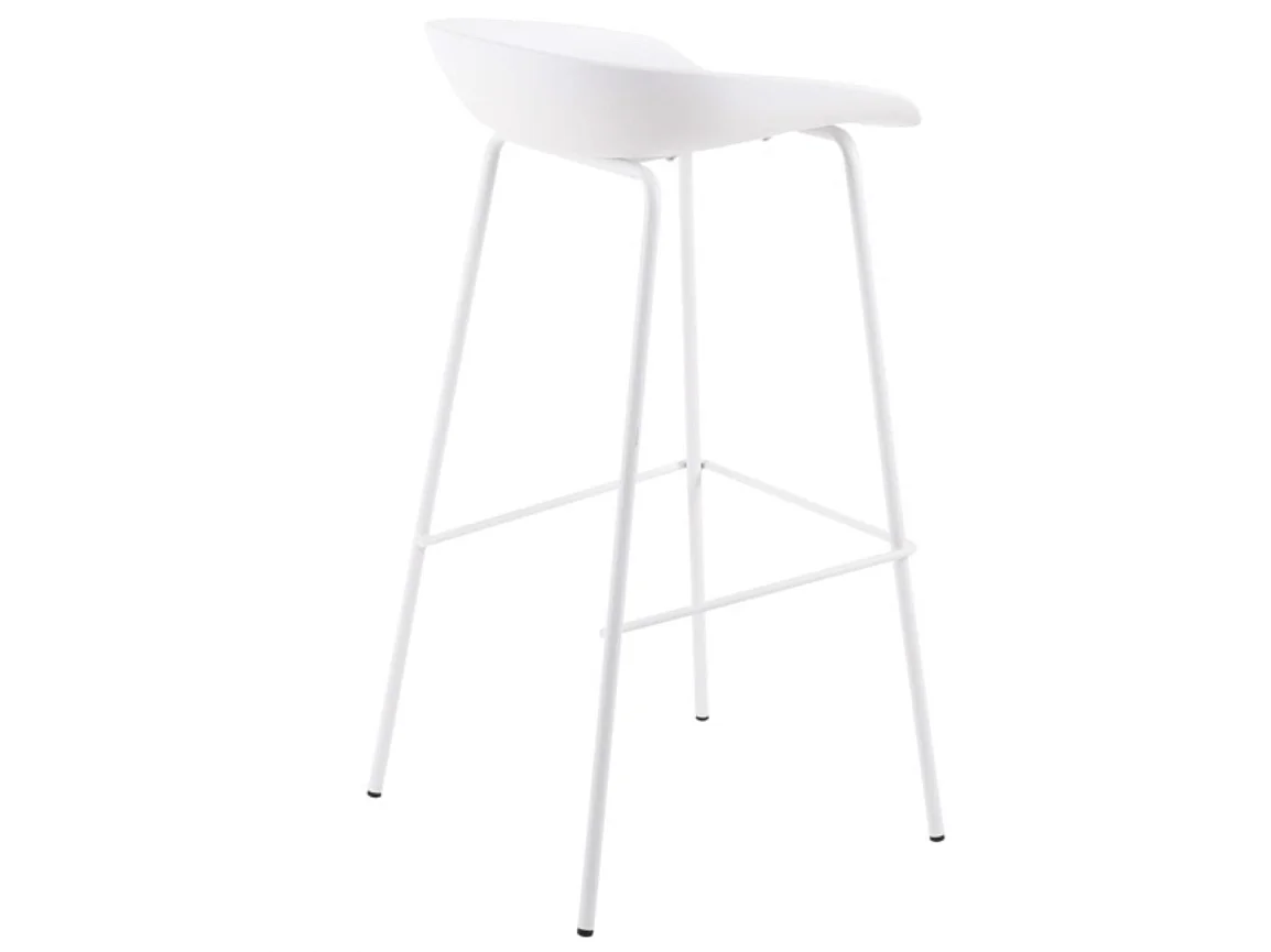 Tabouret métal et assise polypropylène Kala-Couleur Blanc-Hauteur d'assise 74 cm