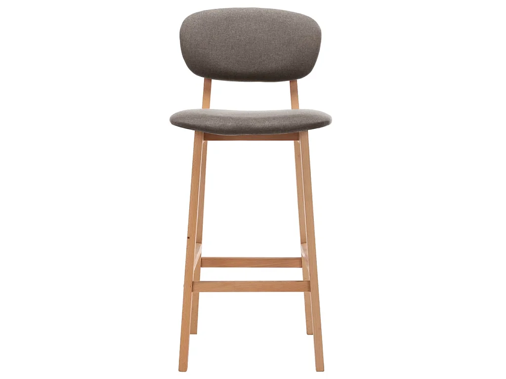 Chaise de bar tissu beige et bois de hêtre massif Kamila - Lot de 2