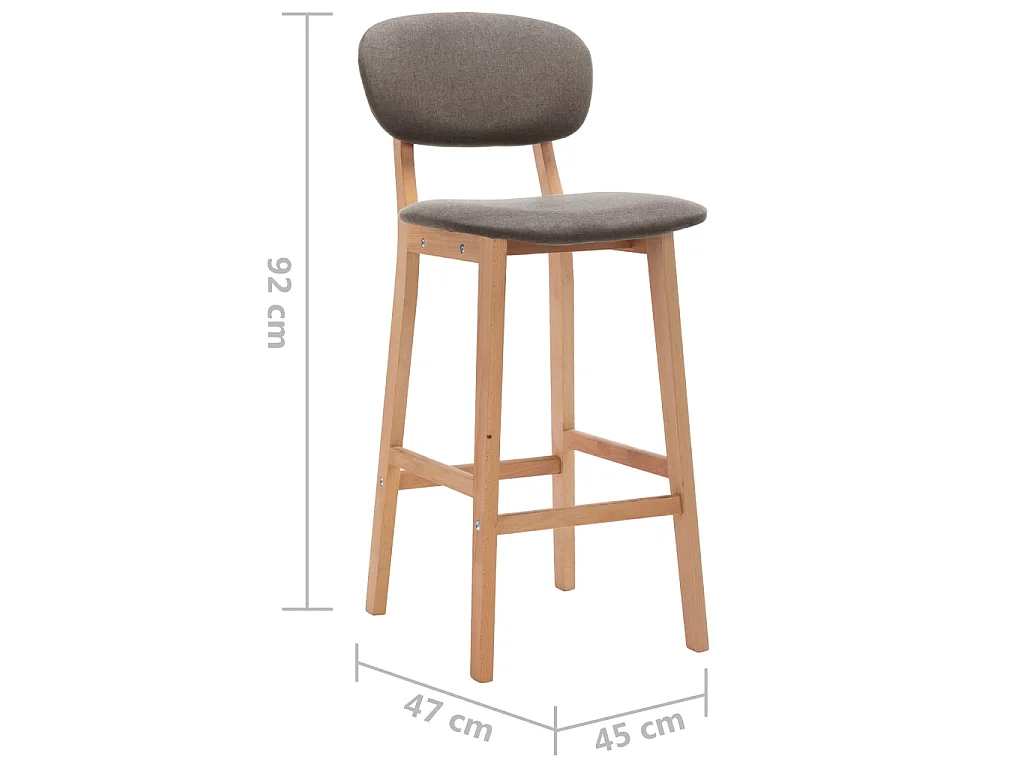 Chaise de bar tissu beige et bois de hêtre massif Kamila - Lot de 2