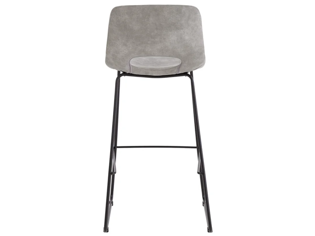 Chaise de bar polyester imitation cuir avec pieds en métal Roxane-Couleur Gris clair-Hauteur d'assise 65 cm