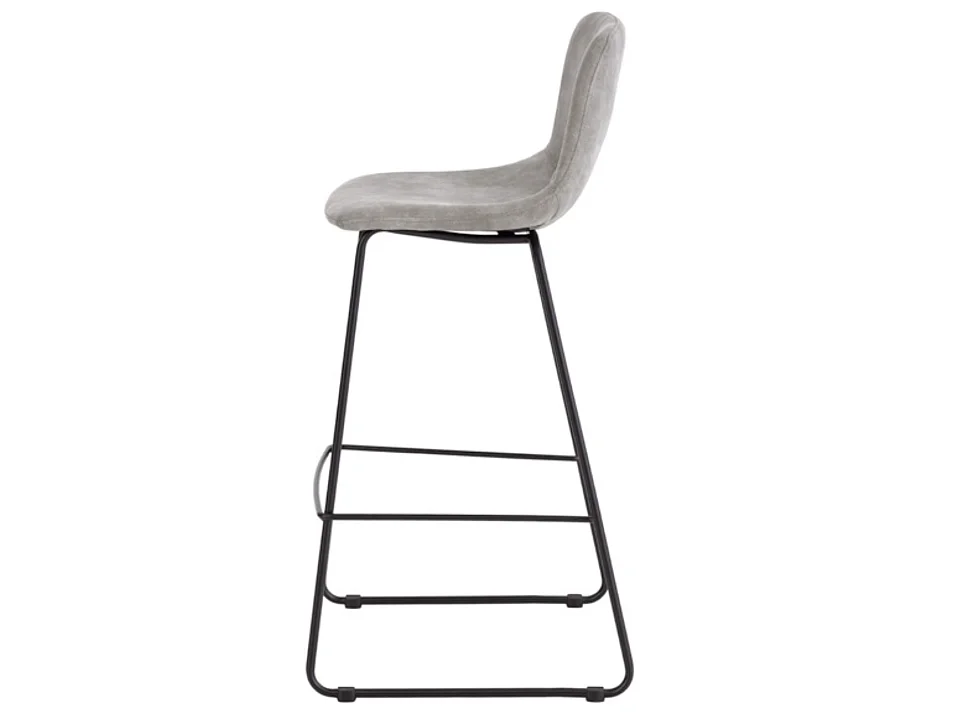 Chaise de bar polyester imitation cuir avec pieds en métal Roxane-Couleur Gris clair-Hauteur d'assise 65 cm