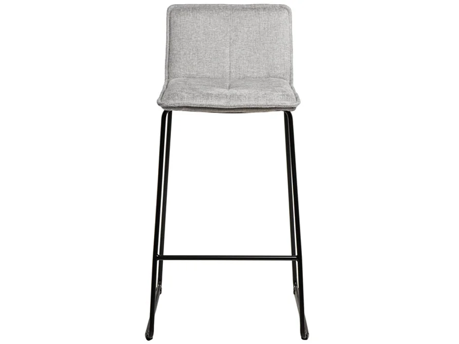 Tabouret moderne tissu avec pieds en métal noir Botane-Couleur Gris clair-Hauteur d'assise 74 cm
