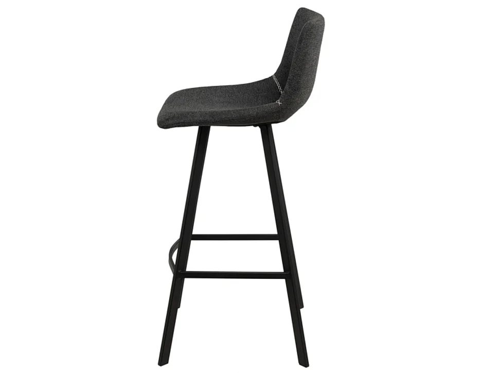 Tabouret moderne tissu avec pieds en métal noir Karane-Couleur Gris foncé-Hauteur d'assise 76 cm