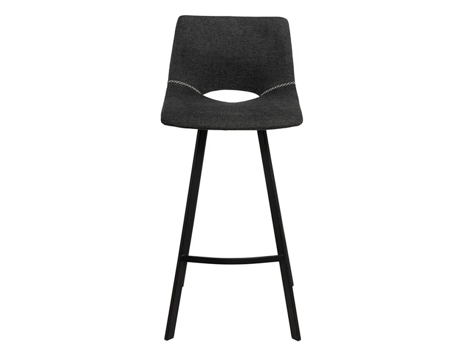 Tabouret moderne tissu avec pieds en métal noir Karane-Couleur Gris foncé-Hauteur d'assise 76 cm