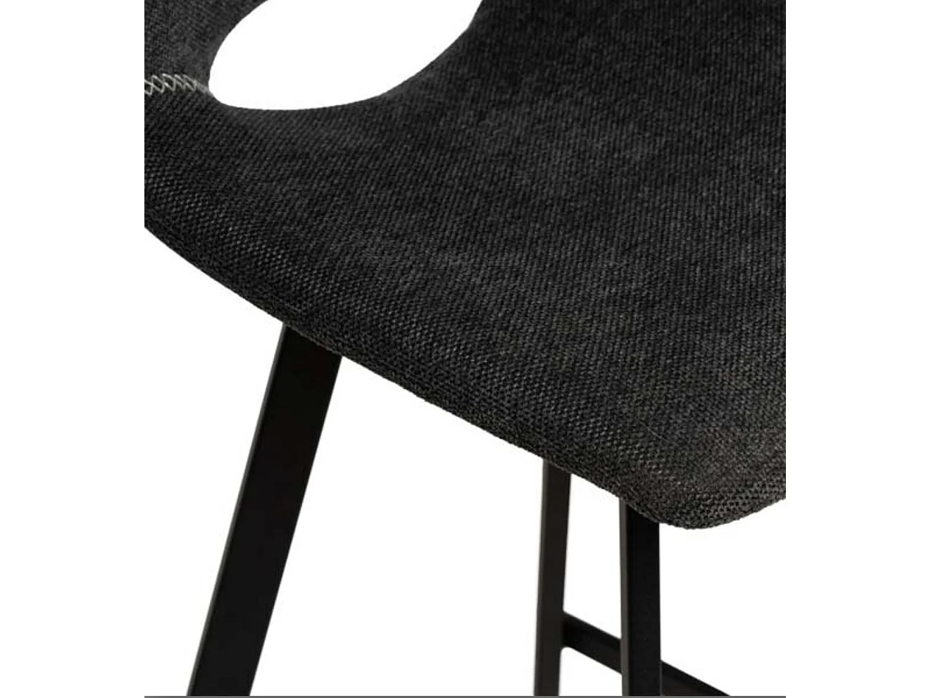 Tabouret moderne tissu avec pieds en métal noir Karane-Couleur Gris foncé-Hauteur d'assise 76 cm