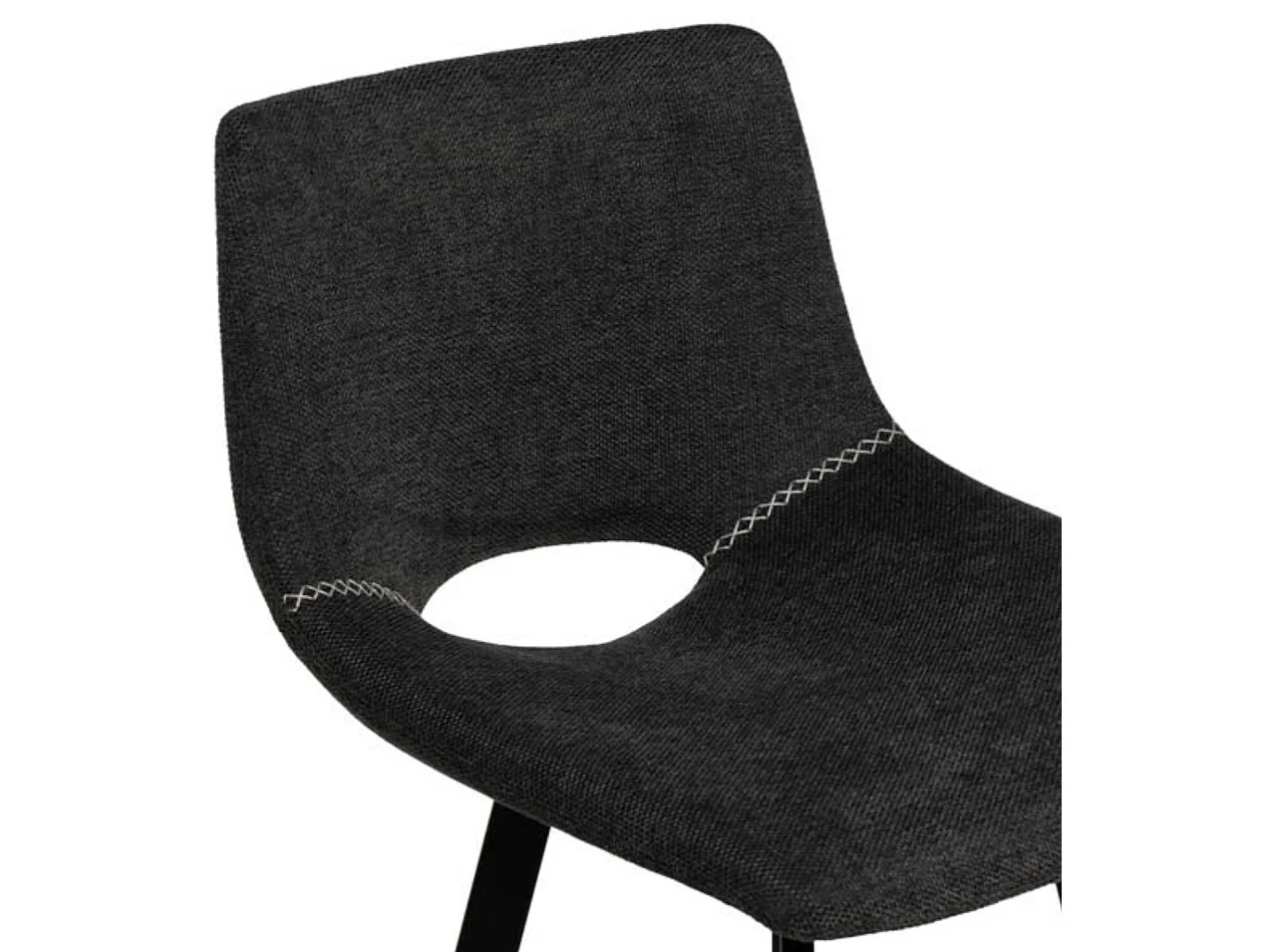 Tabouret moderne tissu avec pieds en métal noir Karane-Couleur Gris foncé-Hauteur d'assise 76 cm