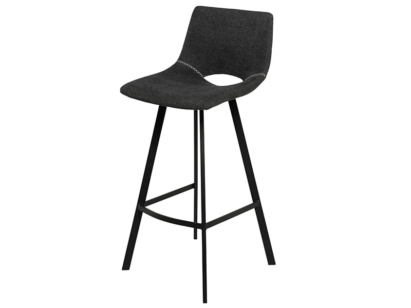 Tabouret moderne tissu avec pieds en métal noir Karane-Couleur Gris foncé-Hauteur d'assise 76 cm
