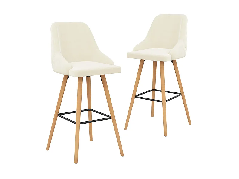 Chaises de bar 2 pcs Crème Velours