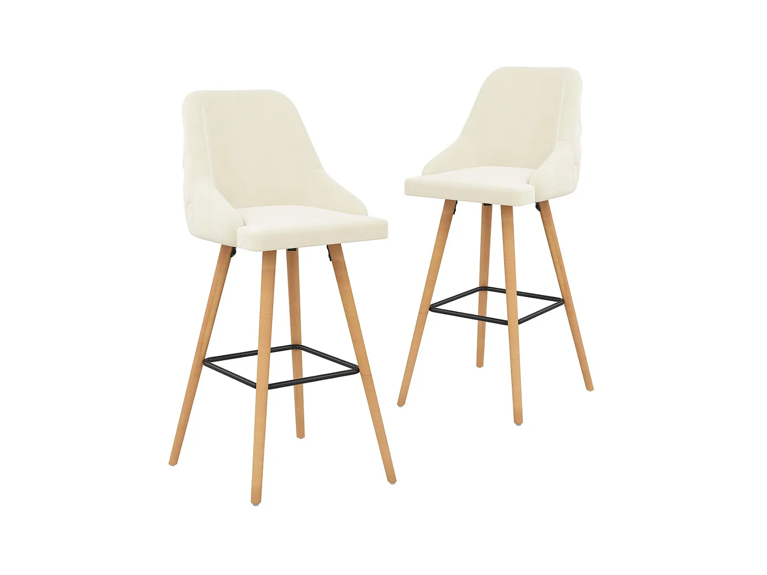 Chaises de bar 2 pcs Crème Velours