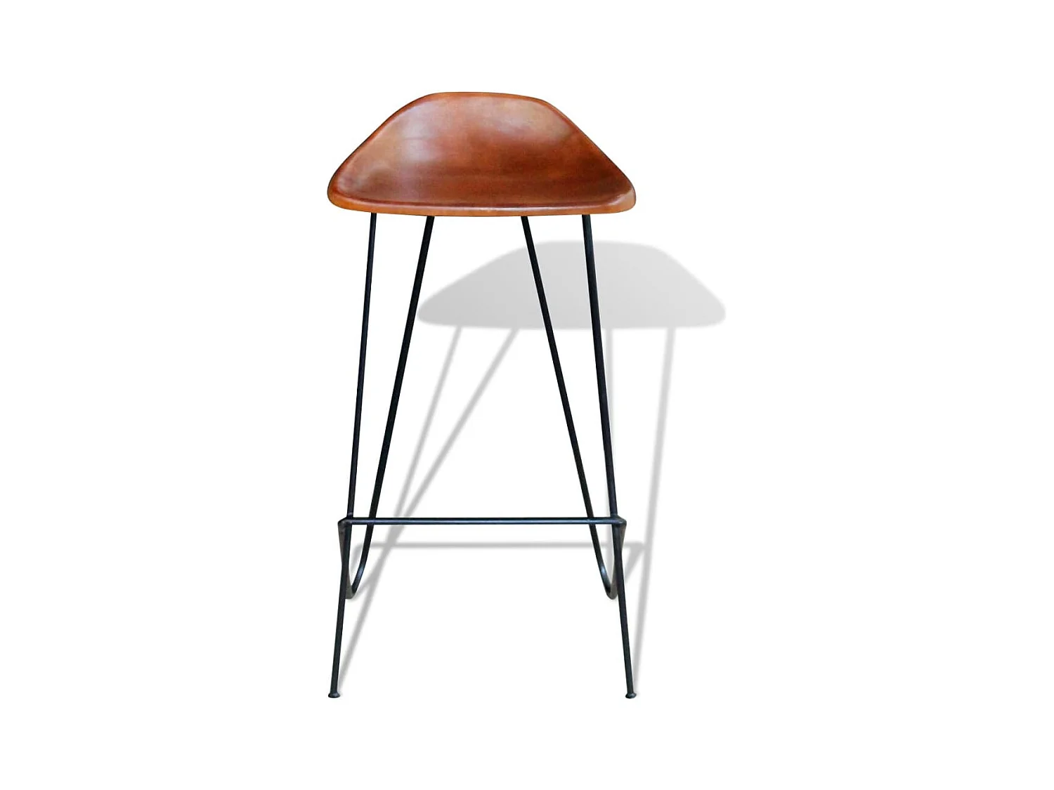 Tabouret de bar cuir marron et pieds métal noir Ural - lot de 4