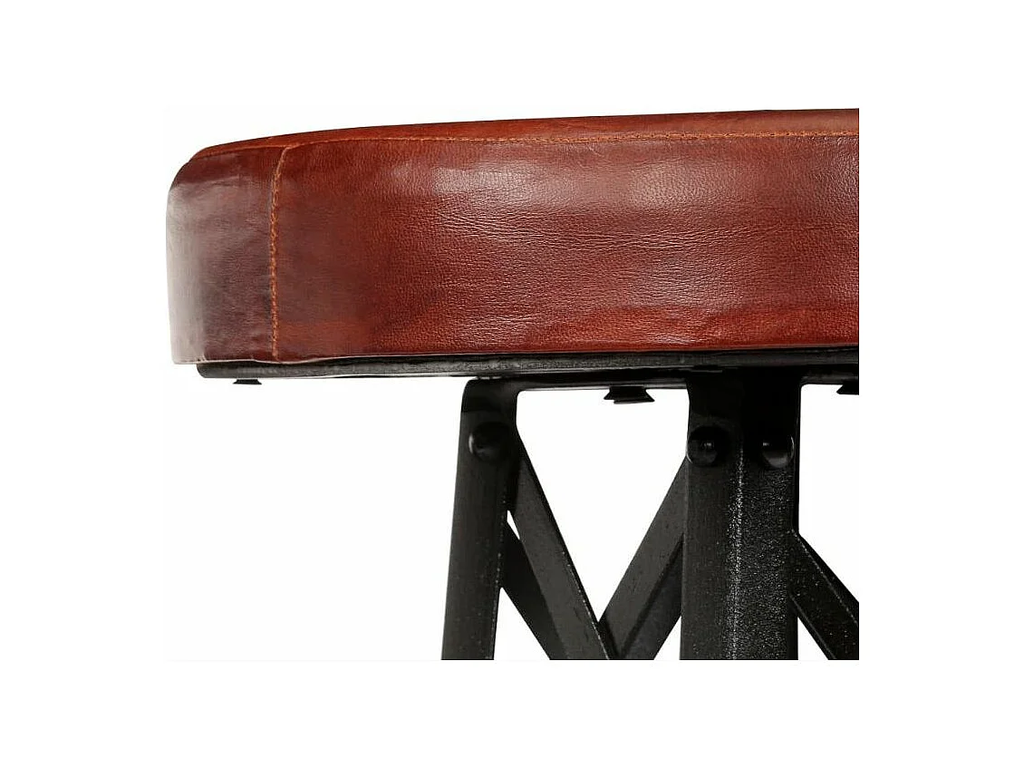 Tabouret de bar cuir marron et pieds métal noir Eishi - Lot de 2