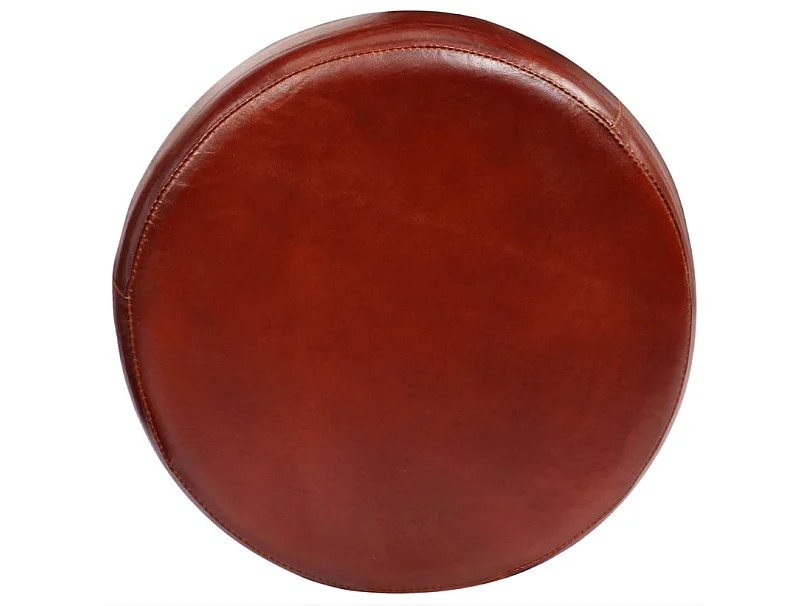 Tabouret de bar cuir marron et pieds métal noir Eishi - Lot de 2