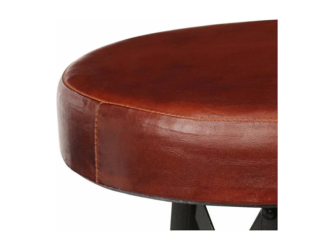 Tabouret de bar cuir marron et pieds métal noir Eishi - Lot de 2