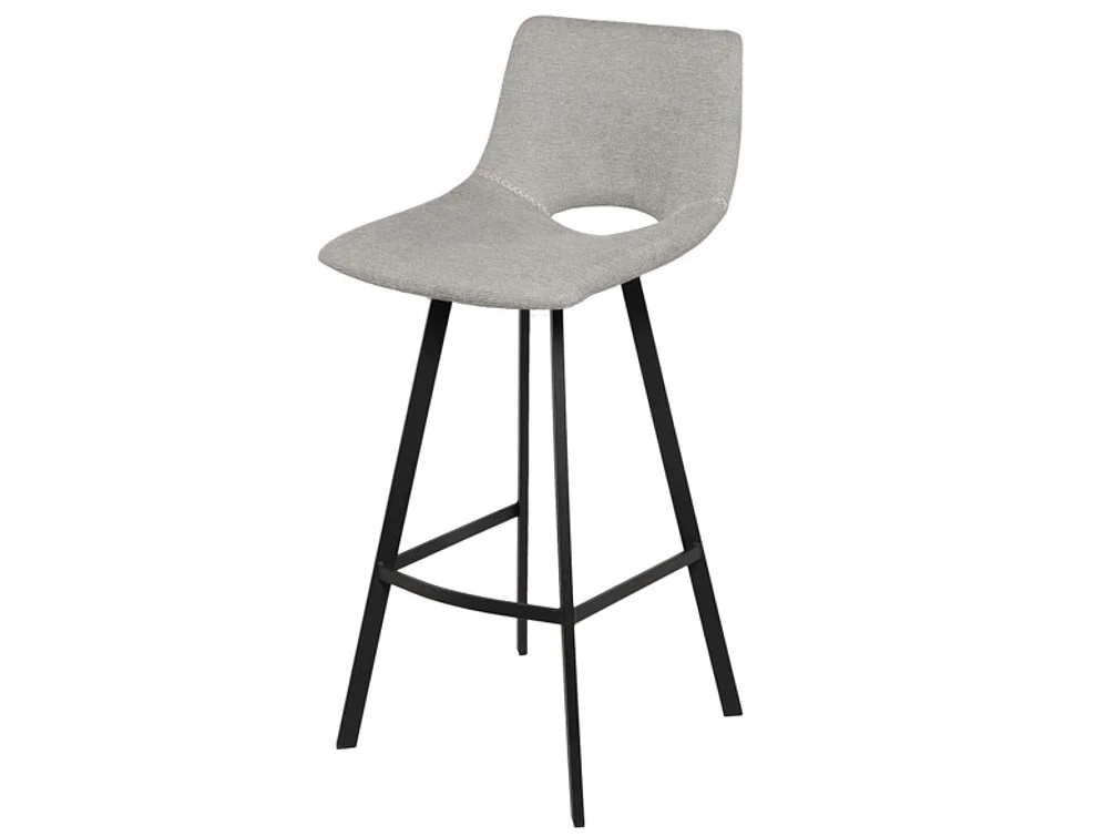 Tabouret moderne tissu avec pieds en métal noir Karane-Couleur Gris clair-Hauteur d'assise 76 cm