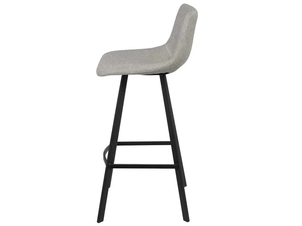Tabouret moderne tissu avec pieds en métal noir Karane-Couleur Gris clair-Hauteur d'assise 76 cm