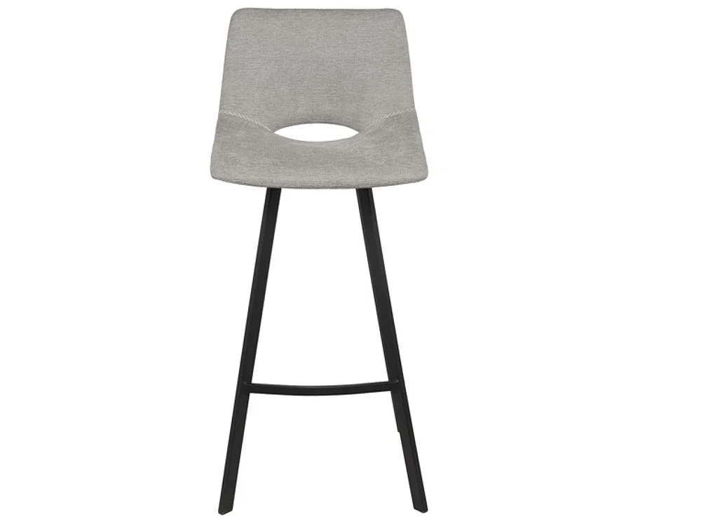 Tabouret moderne tissu avec pieds en métal noir Karane-Couleur Gris clair-Hauteur d'assise 76 cm