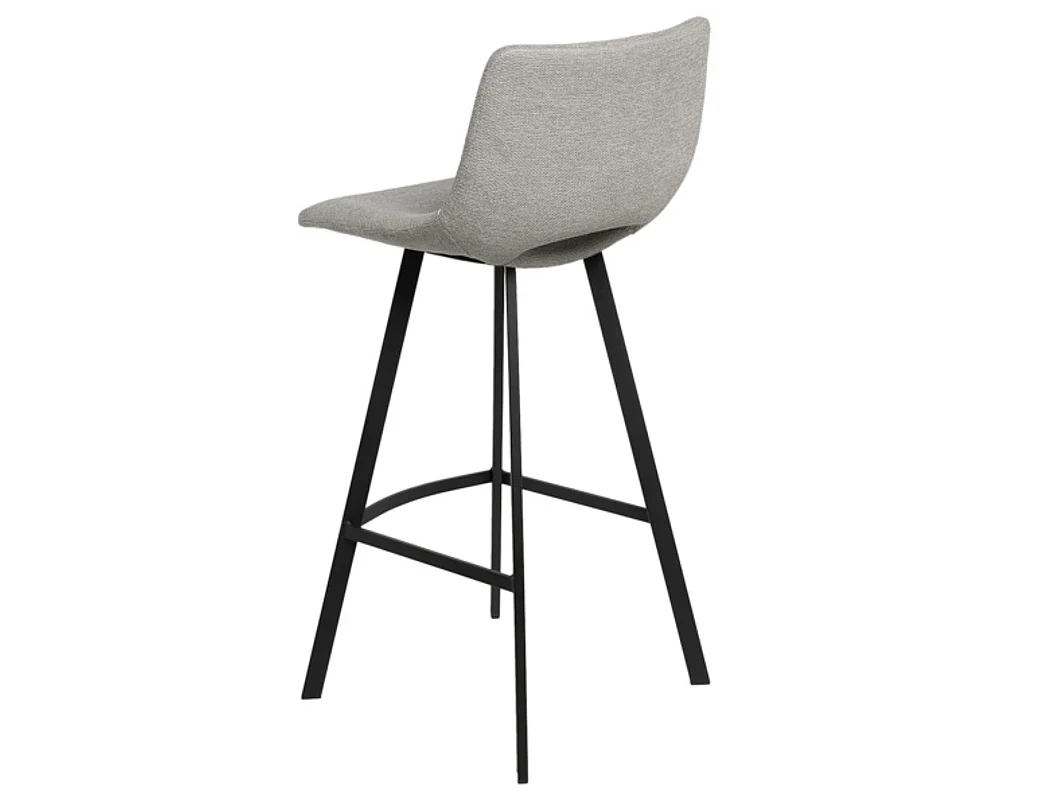 Tabouret moderne tissu avec pieds en métal noir Karane-Couleur Gris clair-Hauteur d'assise 76 cm