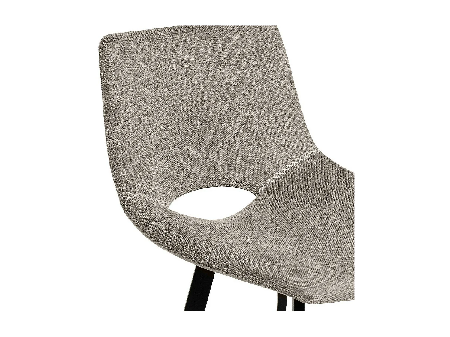 Tabouret moderne tissu avec pieds en métal noir Karane-Couleur Gris clair-Hauteur d'assise 76 cm