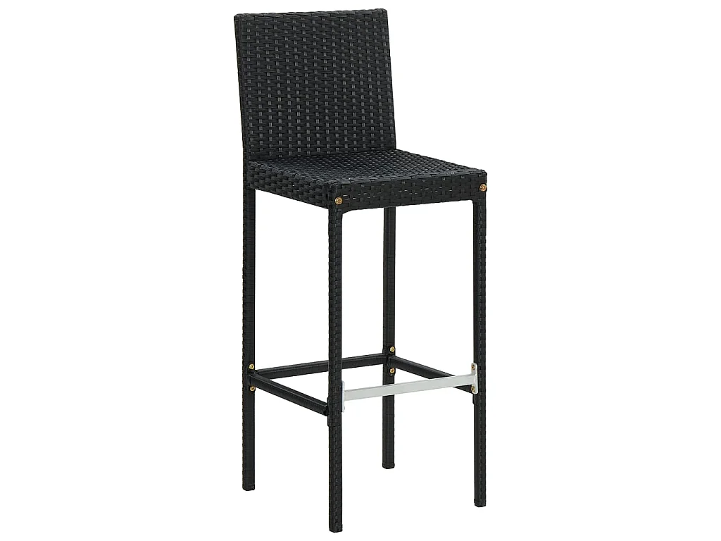 Tabourets de bar de jardin et coussins 2pcs Noir Résine tressée