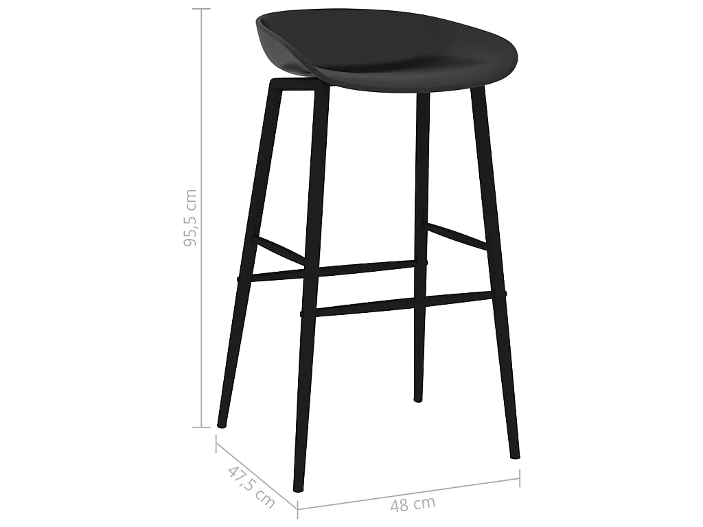 Chaises de bar 2 pcs Noir