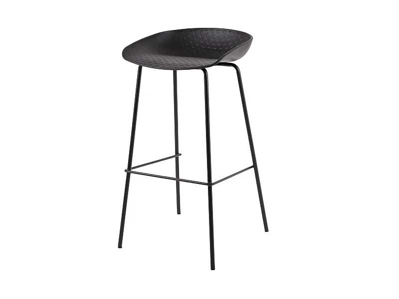 Tabouret métal et assise polypropylène Kala-Couleur Noir-Hauteur d'assise 64 cm