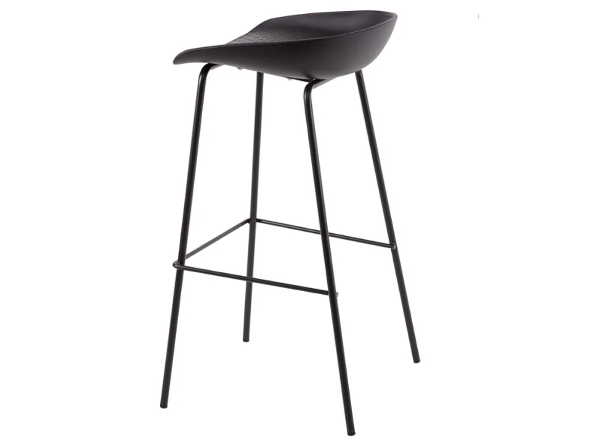 Tabouret métal et assise polypropylène Kala-Couleur Noir-Hauteur d'assise 64 cm