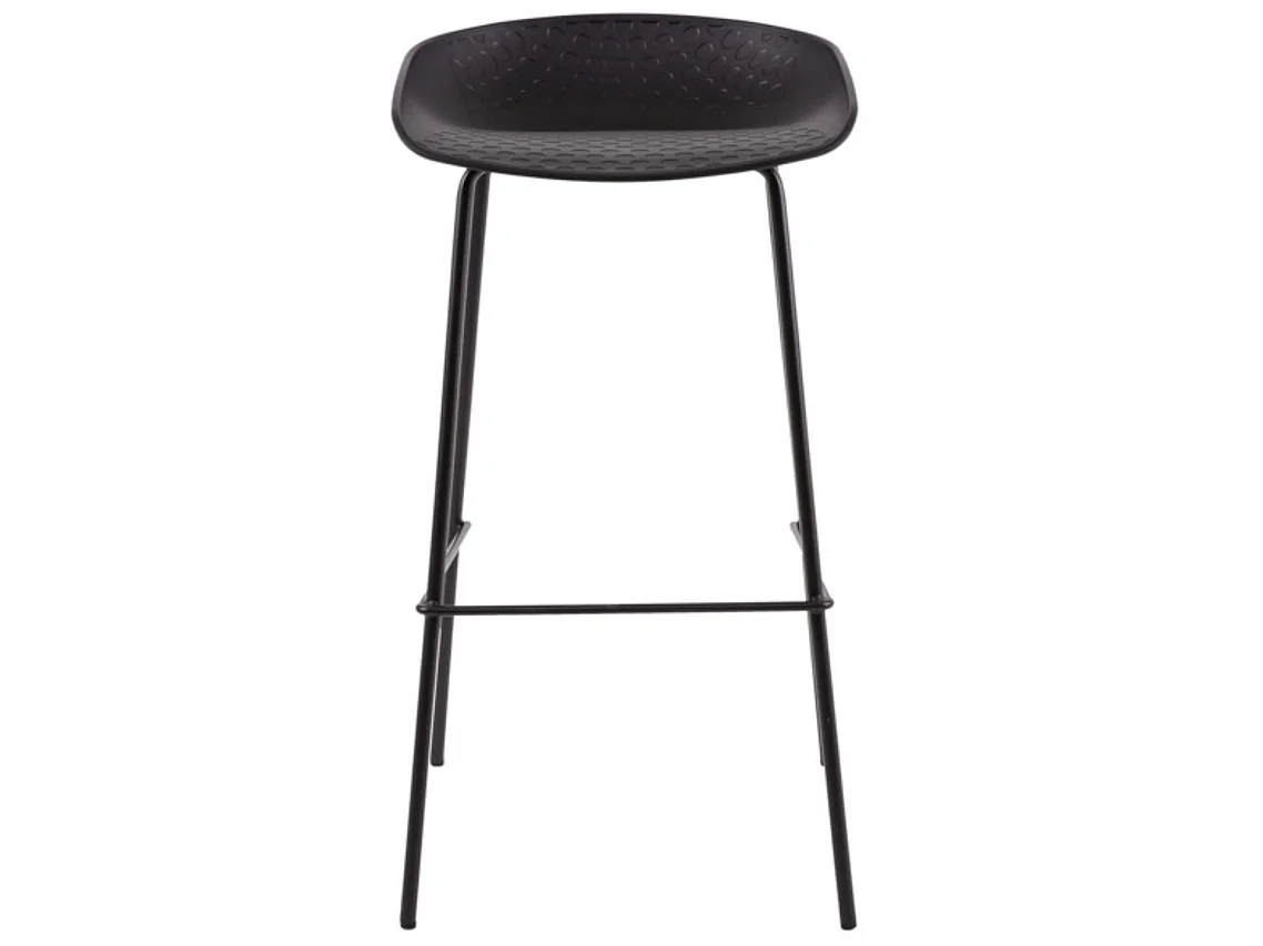Tabouret métal et assise polypropylène Kala-Couleur Noir-Hauteur d'assise 64 cm