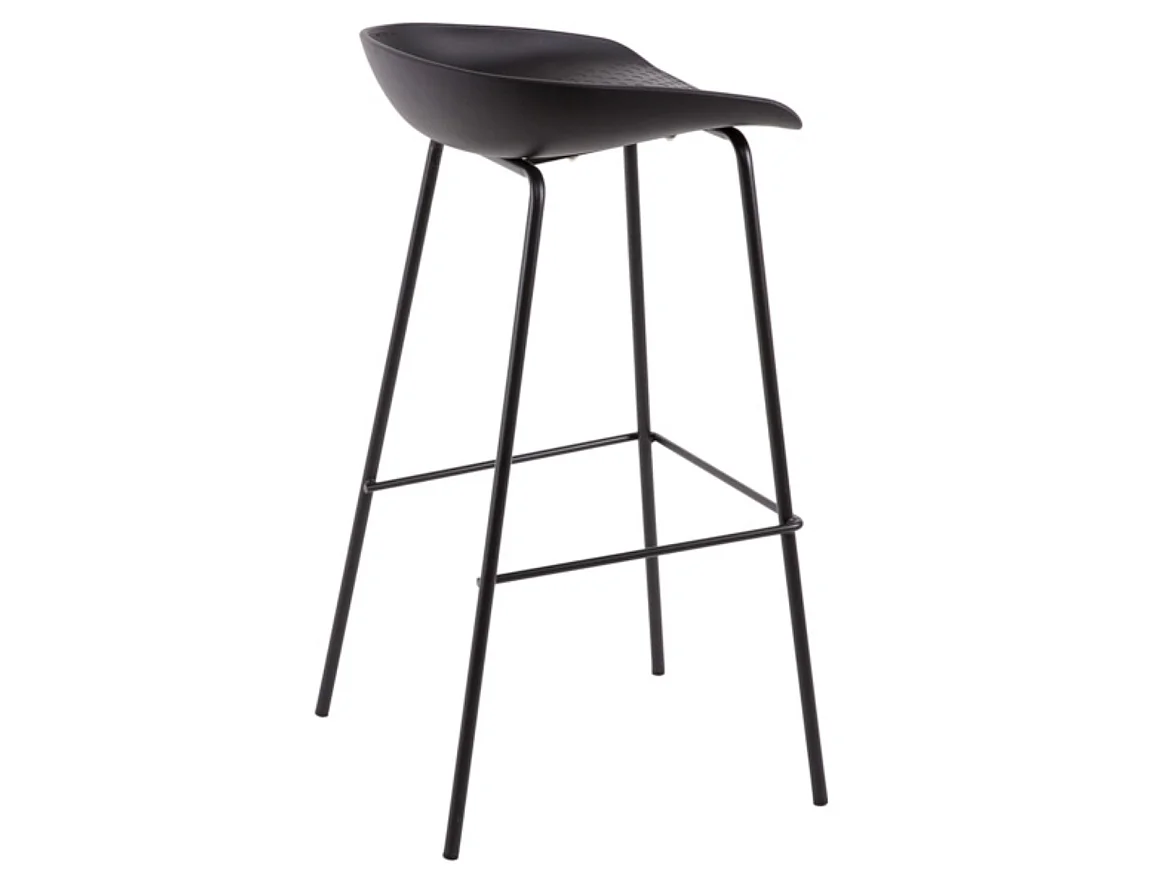 Tabouret métal et assise polypropylène Kala-Couleur Noir-Hauteur d'assise 64 cm
