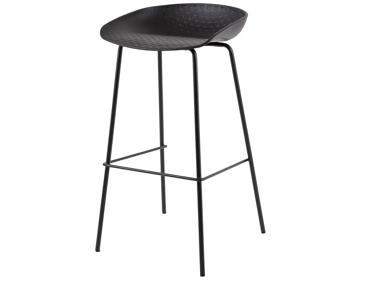 Tabouret métal et assise polypropylène Kala-Couleur Noir-Hauteur d'assise 64 cm