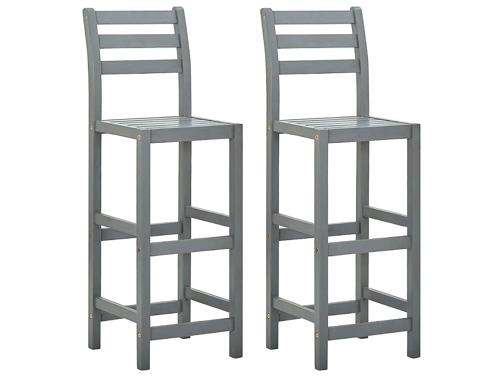 Tabourets de bar 2 pcs Gris Bois d'acacia massif