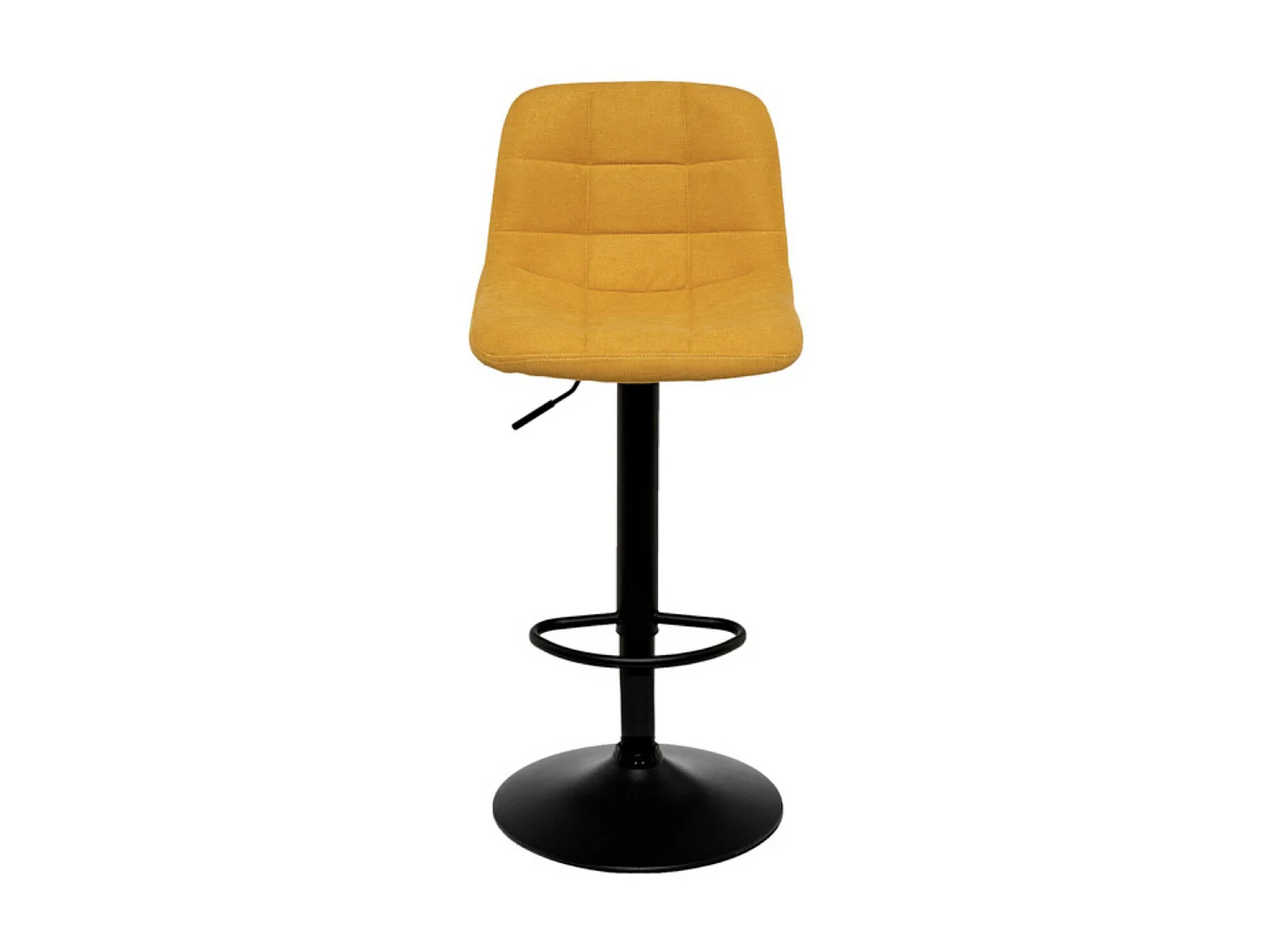 Tabouret relevable et rotatif avec assise tissu et structure métal noir Kasha-Couleur Jaune moutarde