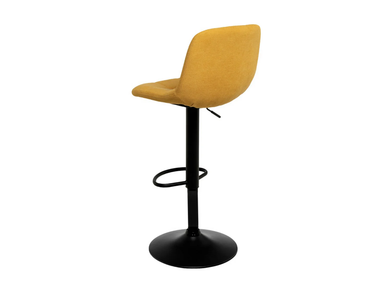 Tabouret relevable et rotatif avec assise tissu et structure métal noir Kasha-Couleur Jaune moutarde