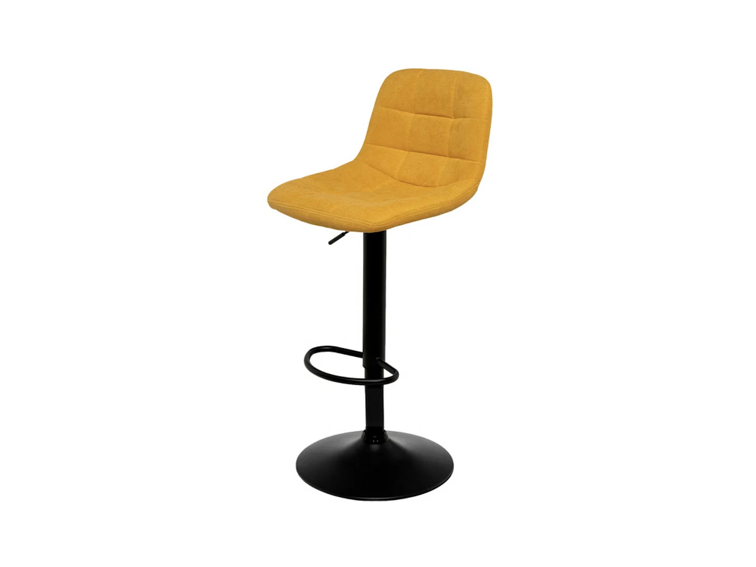 Tabouret relevable et rotatif avec assise tissu et structure métal noir Kasha-Couleur Jaune moutarde