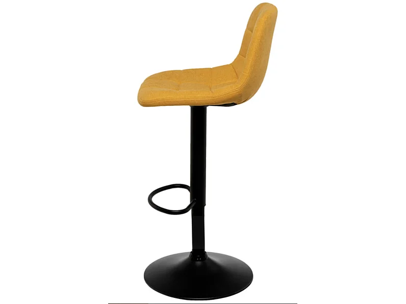 Tabouret relevable et rotatif avec assise tissu et structure métal noir Kasha-Couleur Jaune moutarde