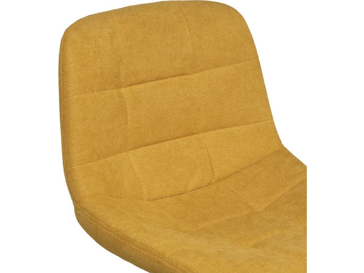 Tabouret relevable et rotatif avec assise tissu et structure métal noir Kasha-Couleur Jaune moutarde