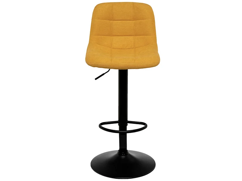 Tabouret relevable et rotatif avec assise tissu et structure métal noir Kasha-Couleur Jaune moutarde