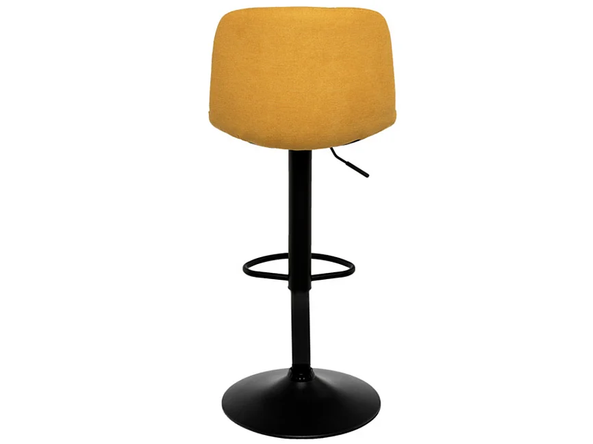 Tabouret relevable et rotatif avec assise tissu et structure métal noir Kasha-Couleur Jaune moutarde