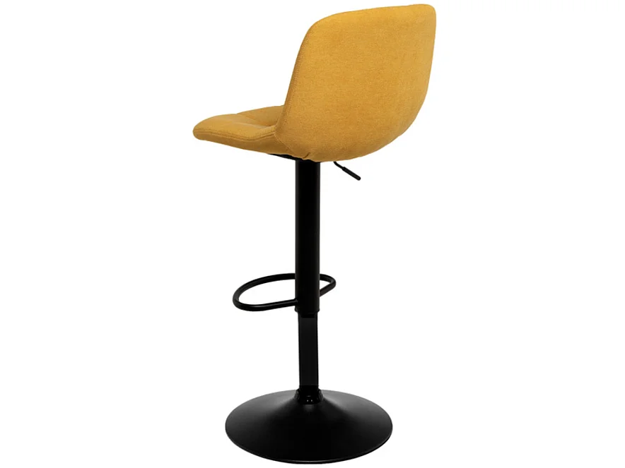 Tabouret relevable et rotatif avec assise tissu et structure métal noir Kasha-Couleur Jaune moutarde