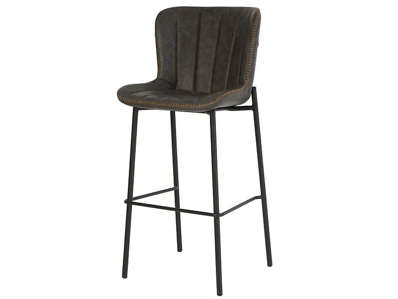 Chaise de bar industriel simili cuir Kilar-Couleur Gris