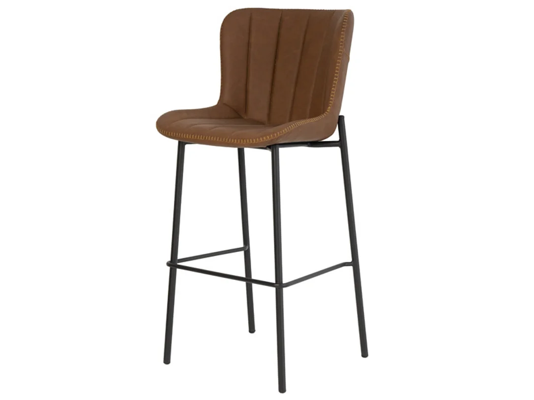 Chaise de bar industriel simili cuir Kilar-Couleur Gris