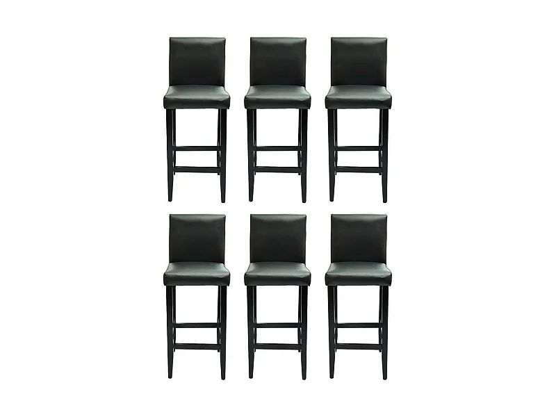 Tabourets de bar avec dossier noir Similicuir Axal - Lot de 6