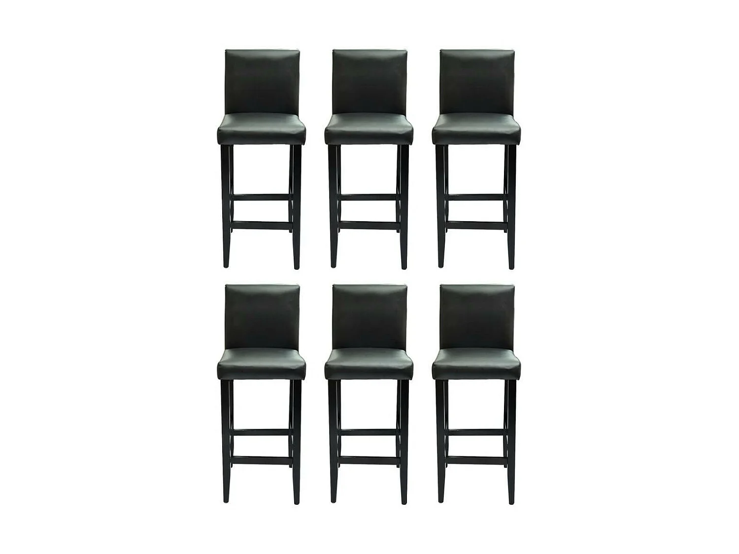 Tabourets de bar avec dossier noir Similicuir Axal - Lot de 6