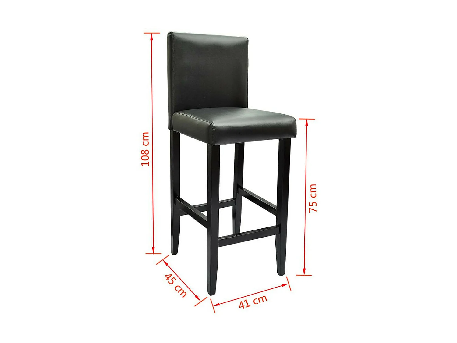 Tabourets de bar avec dossier noir Similicuir Axal - Lot de 6